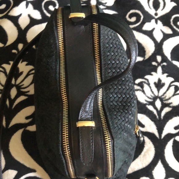 Genuine Italian Leather Suede Weave Bag black - Picture 3 of 7